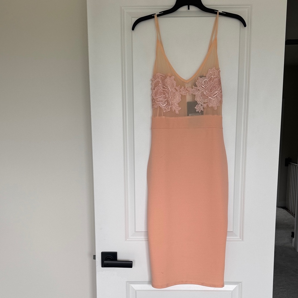 nordstrom/misguided Peach Floral Lace Bodycon Dress